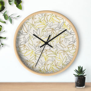Sketch Leaf Wall Clock in Yellow