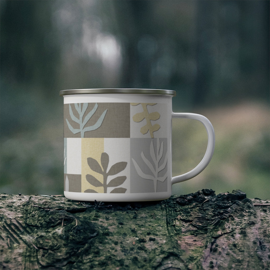 Botanical Paper Enamel Mug in Taupe