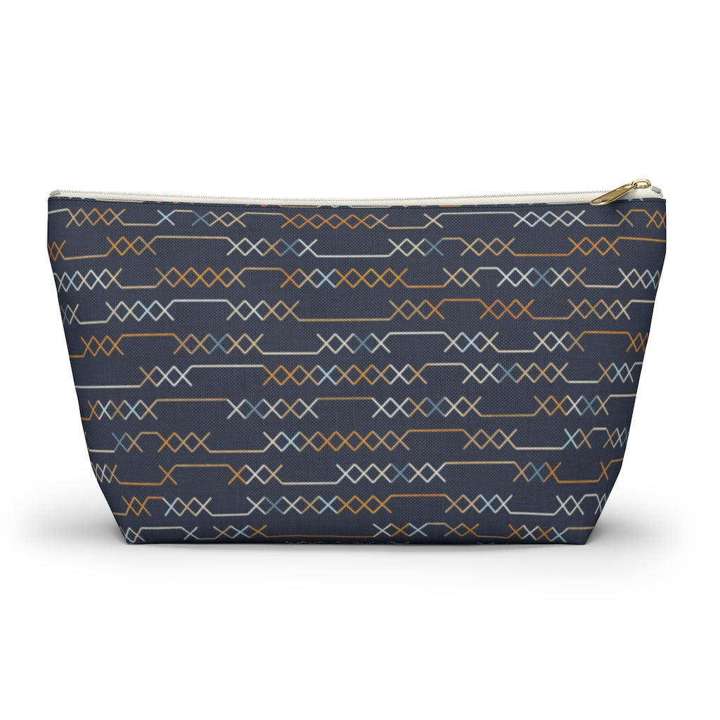 Santa Fe Stitch Accessory Pouch w T-bottom in Navy