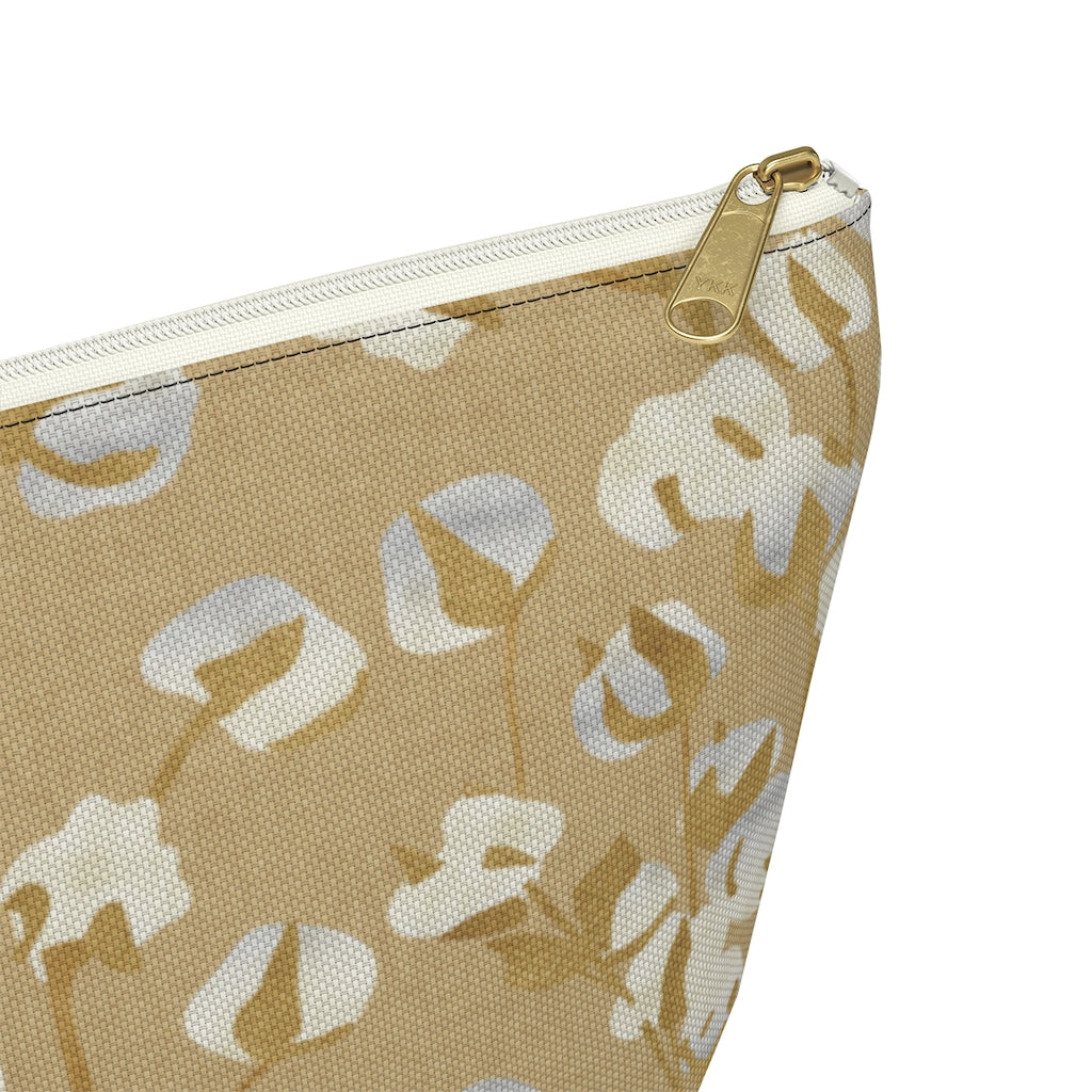 Cotton Branch Accessory Pouch w T-bottom in Gold