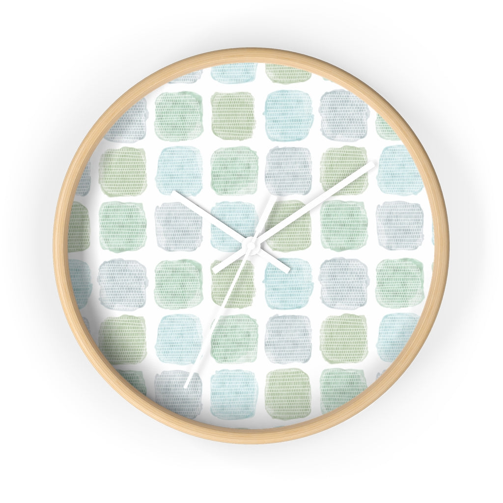 Painted Blocks Wall Clock in Aqua