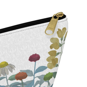 Illustrated Flowers Accessory Pouch w T-bottom in Aqua
