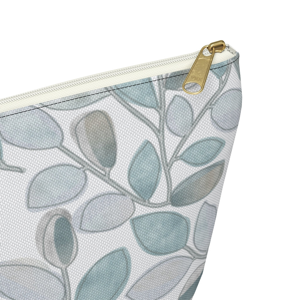 Cherry Plum Leaves Accessory Pouch w T-bottom in Aqua