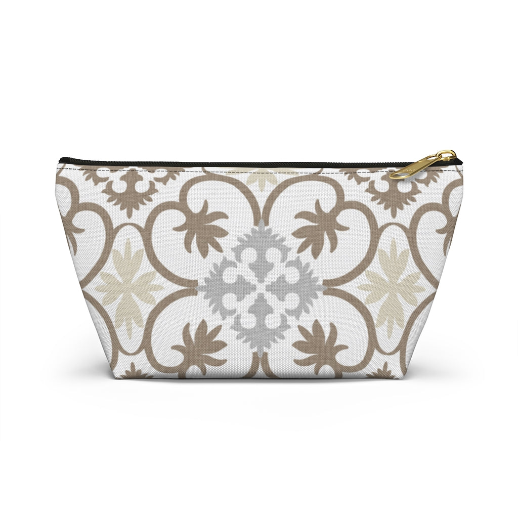 Portugal Tile Accessory Pouch w T-bottom in Brown