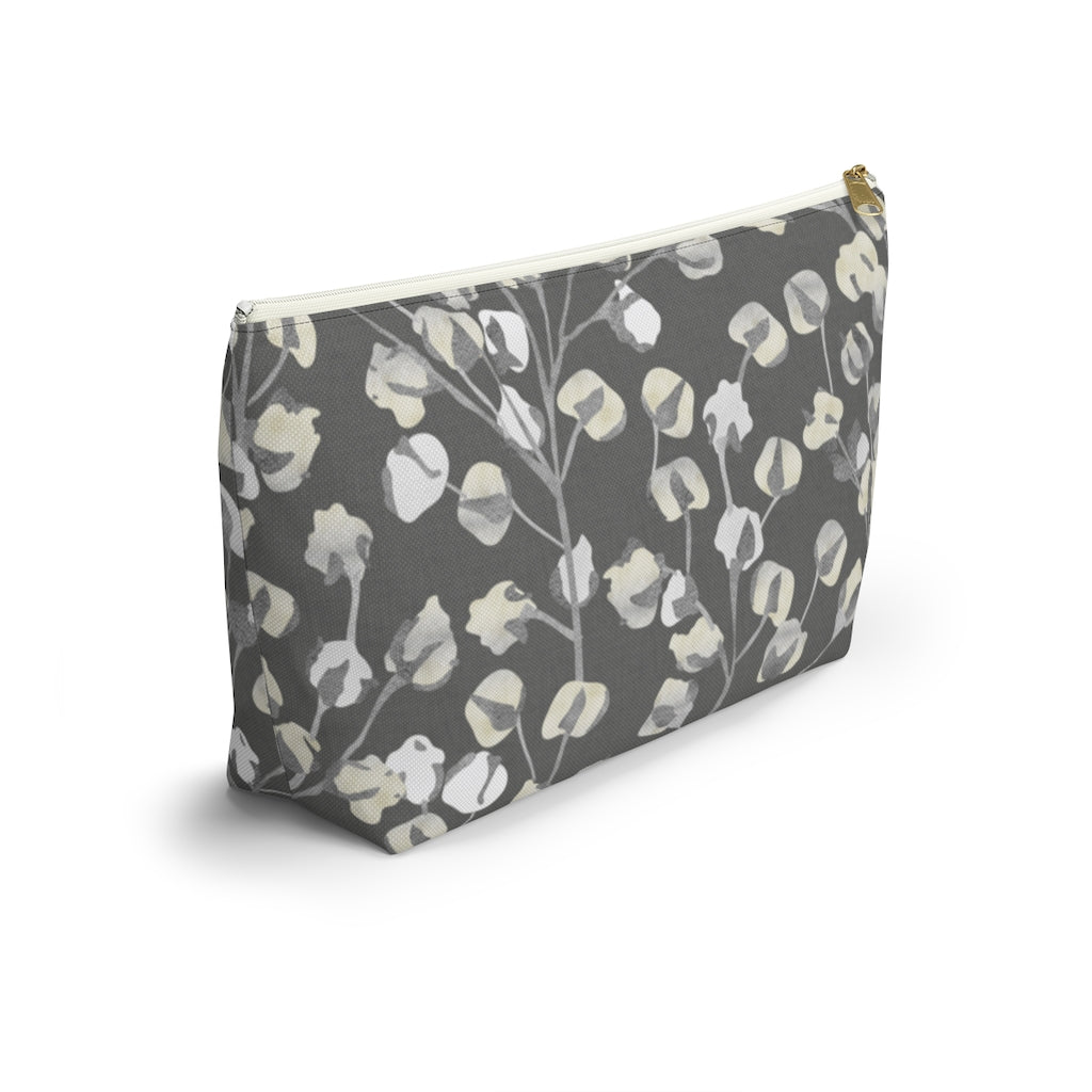 Cotton Branch Accessory Pouch w T-bottom in Gray