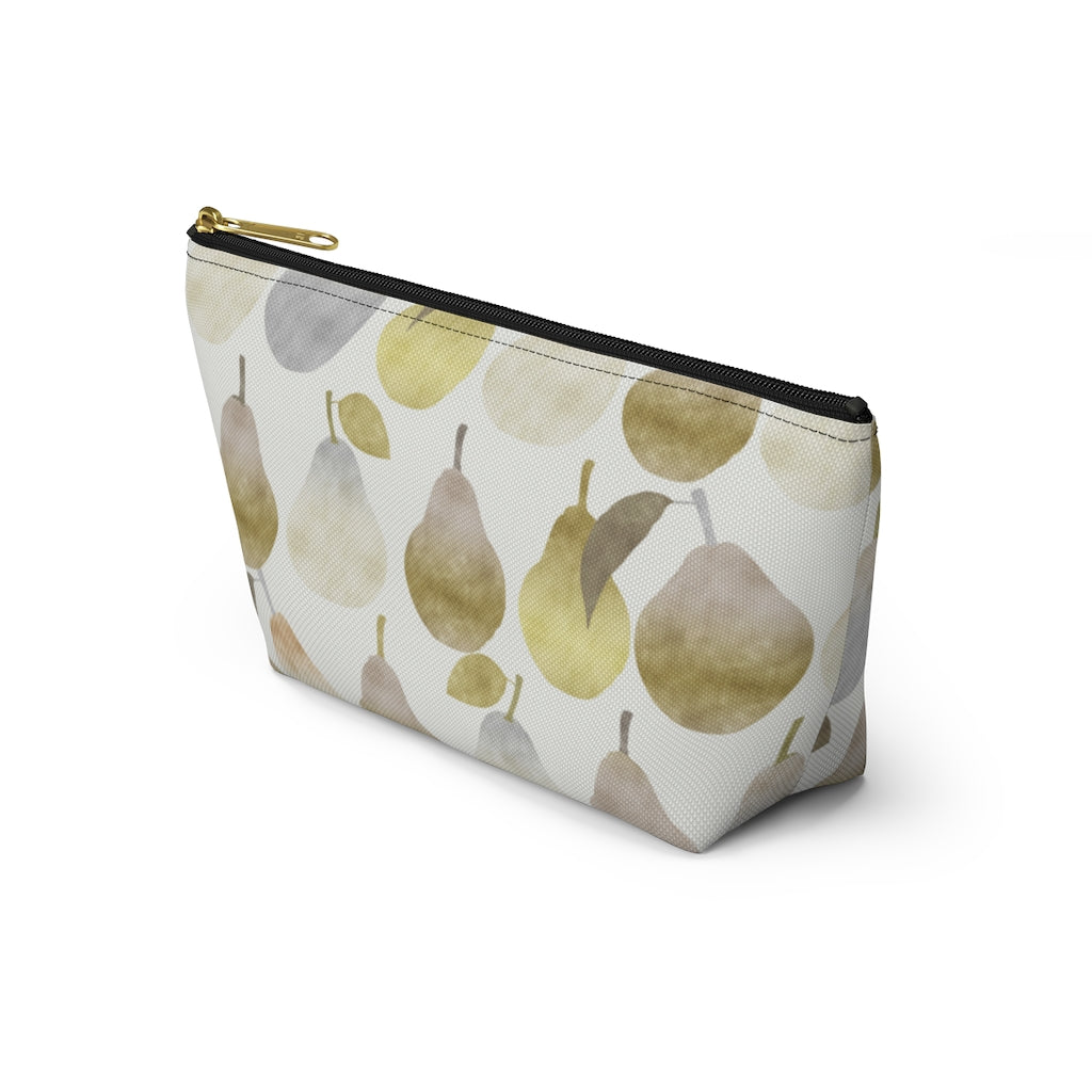 Watercolor Pears Accessory Pouch w T-bottom in Gold