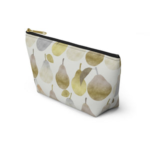 Watercolor Pears Accessory Pouch w T-bottom in Gold