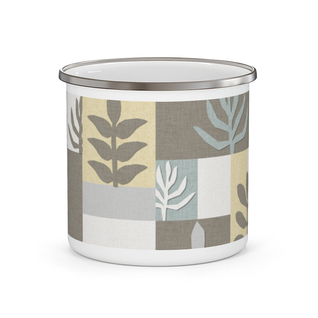Botanical Paper Enamel Mug in Taupe