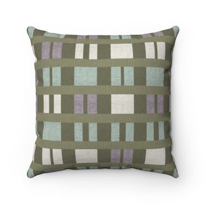 Clerestory Mid Century Modern Square Throw Pillow in Green