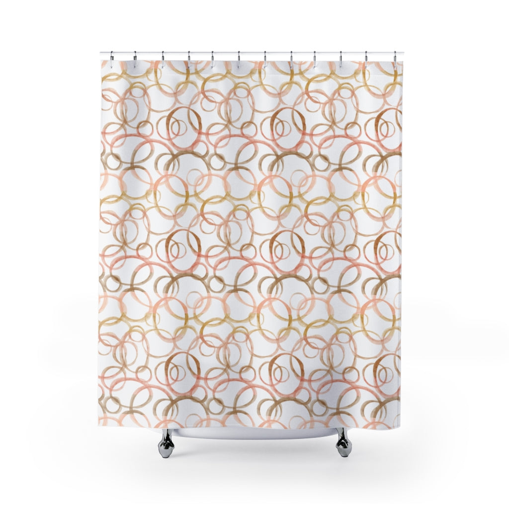 Watercolor Rings Shower Curtain in Brown