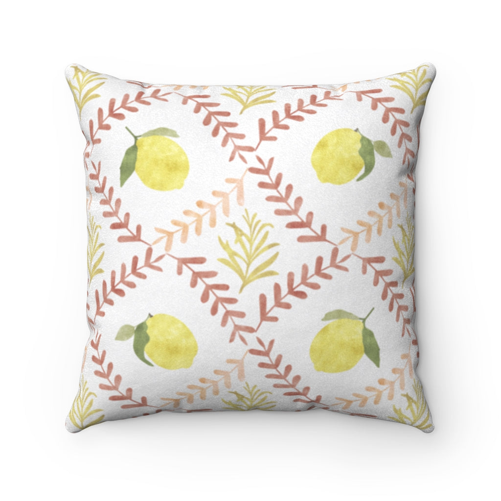 Lemon Tile Square Throw Pillow in Pink