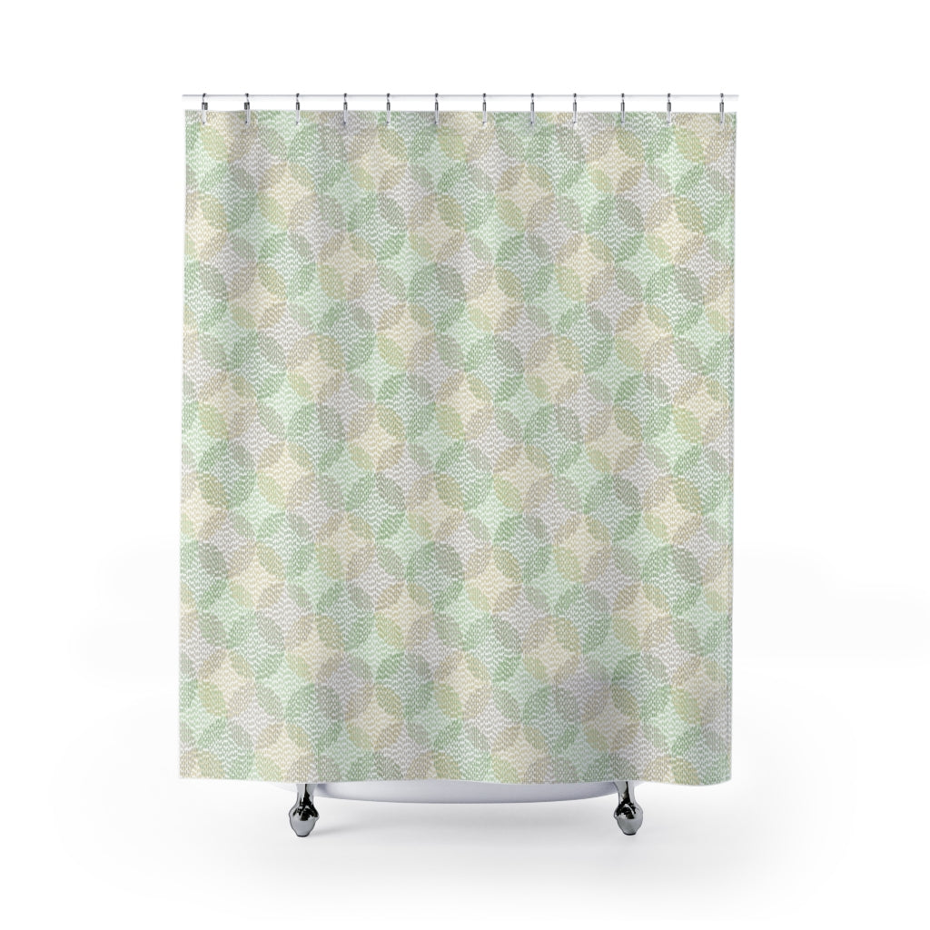 Stitch Circle Overlay Shower Curtain in Green