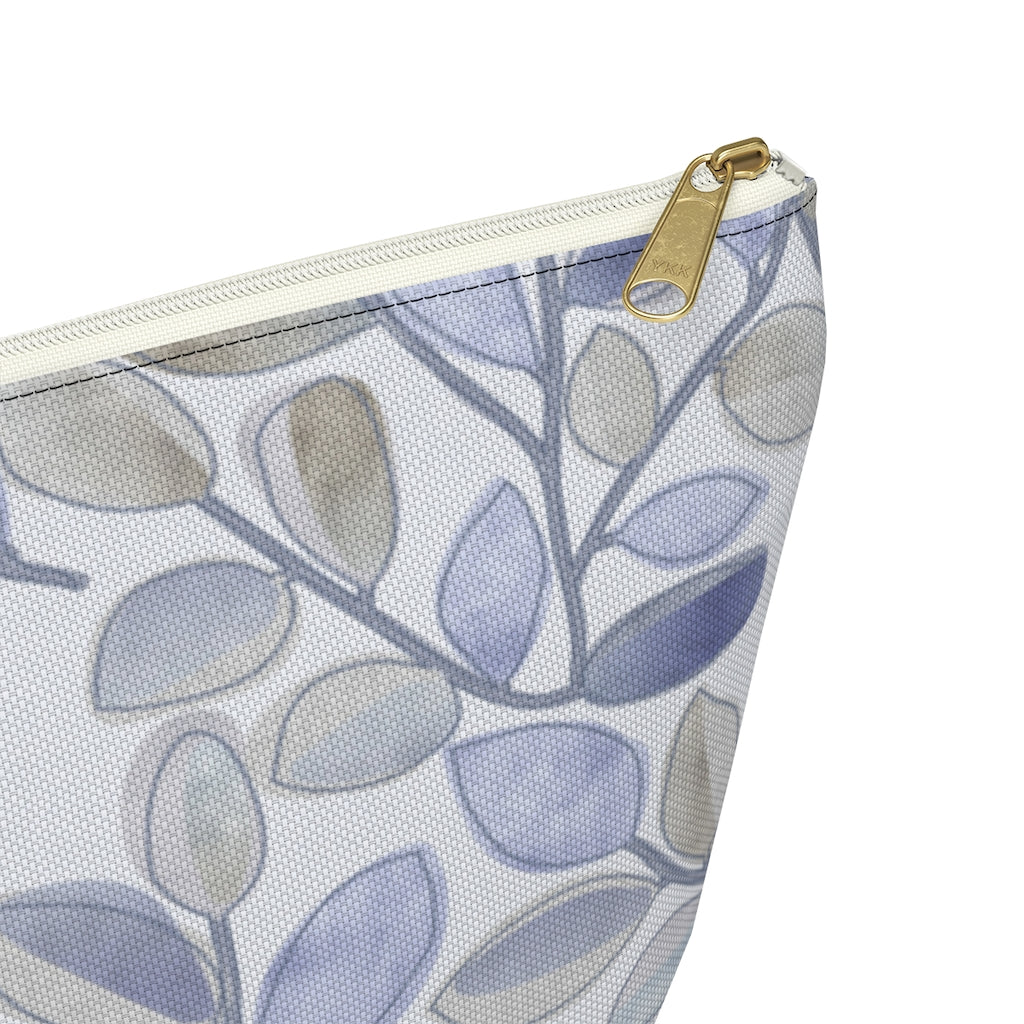 Cherry Plum Leaves Accessory Pouch w T-bottom in Blue