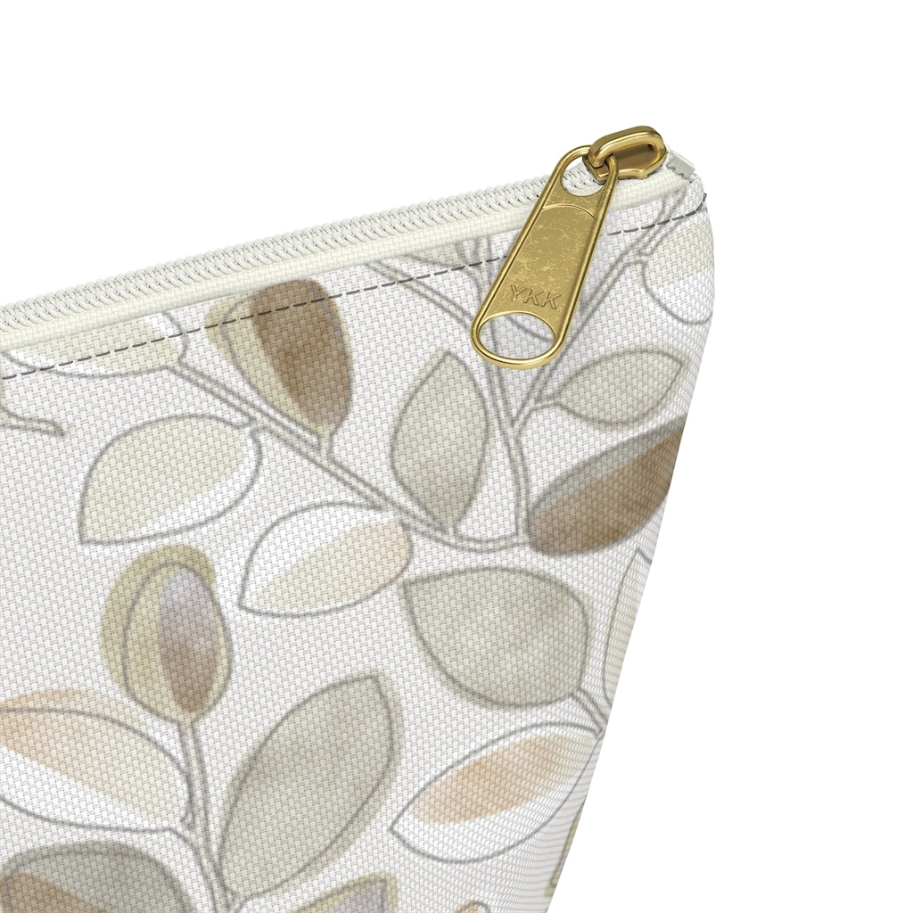 Cherry Plum Leaves Accessory Pouch w T-bottom in Brown
