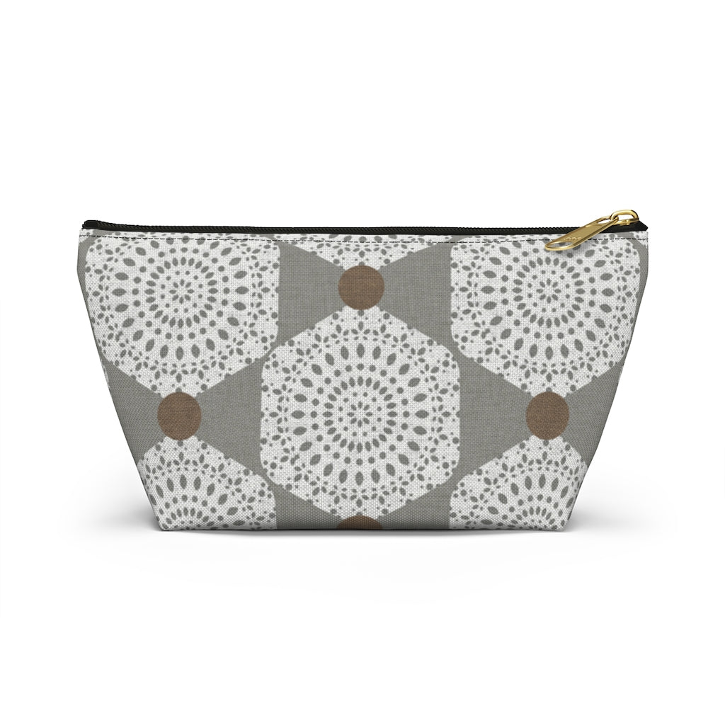 Lace Hexagon Accessory Pouch w T-bottom in Gray
