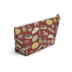 Watercolor French Pastries Accessory Pouch w T-bottom in Red