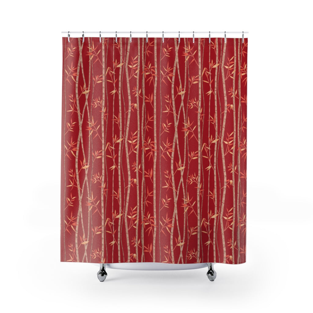 Bamboo Shower Curtain in Red