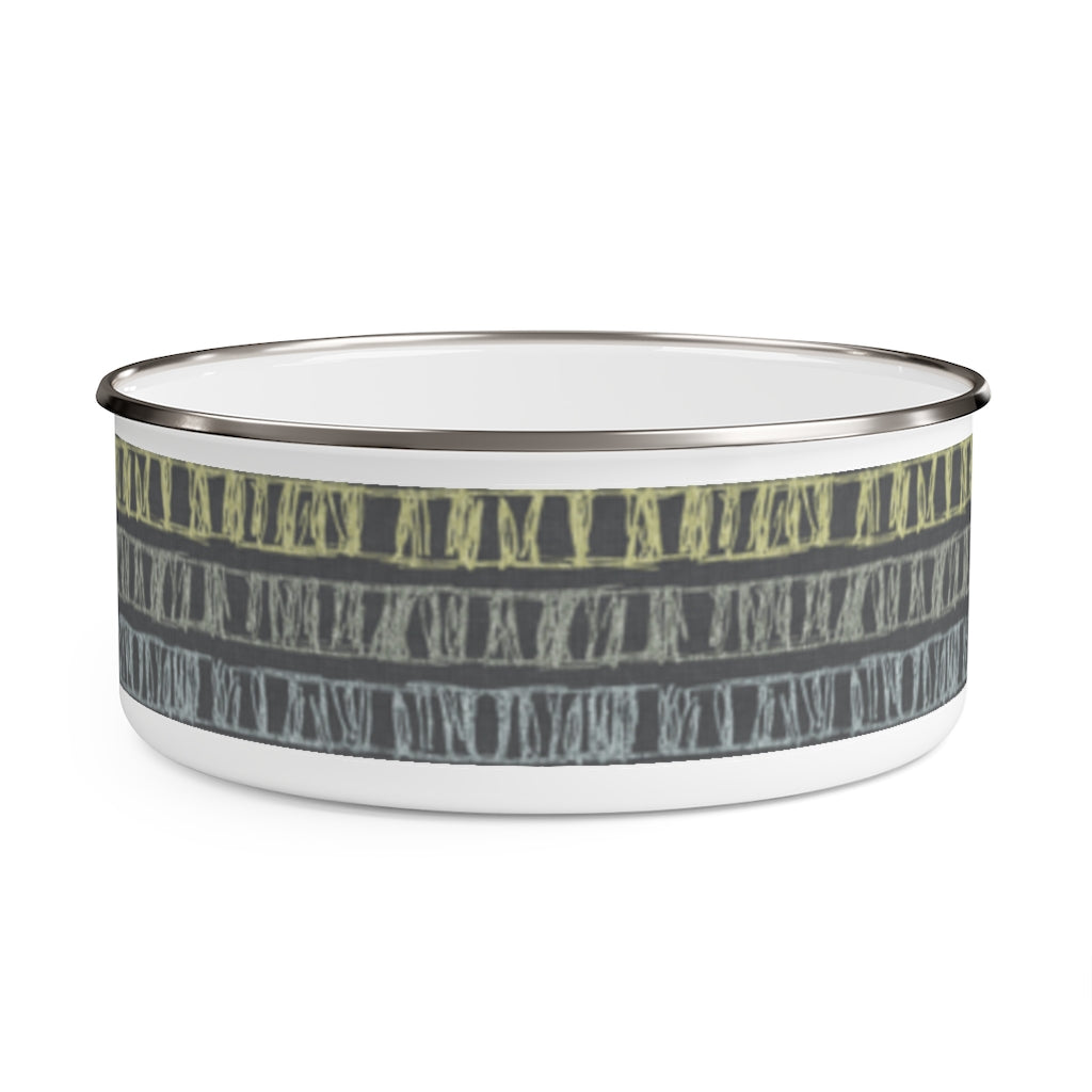 Sketch Stripe Enamel Bowl in Gray