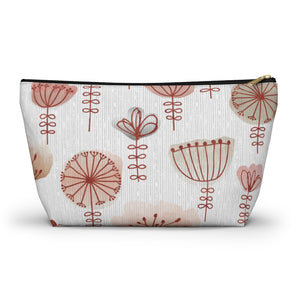 Watercolor Sketch Floral Accessory Pouch w T-bottom in Red