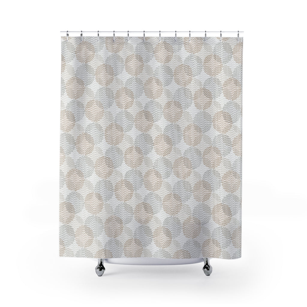 Stitch Circle Overlay Shower Curtain in Brown