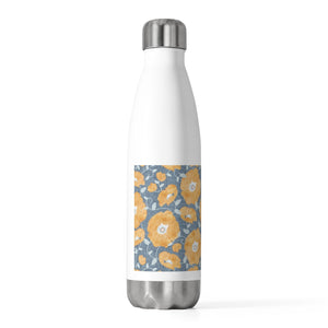 Floral Poppies 20oz Insulated Bottle in Orange