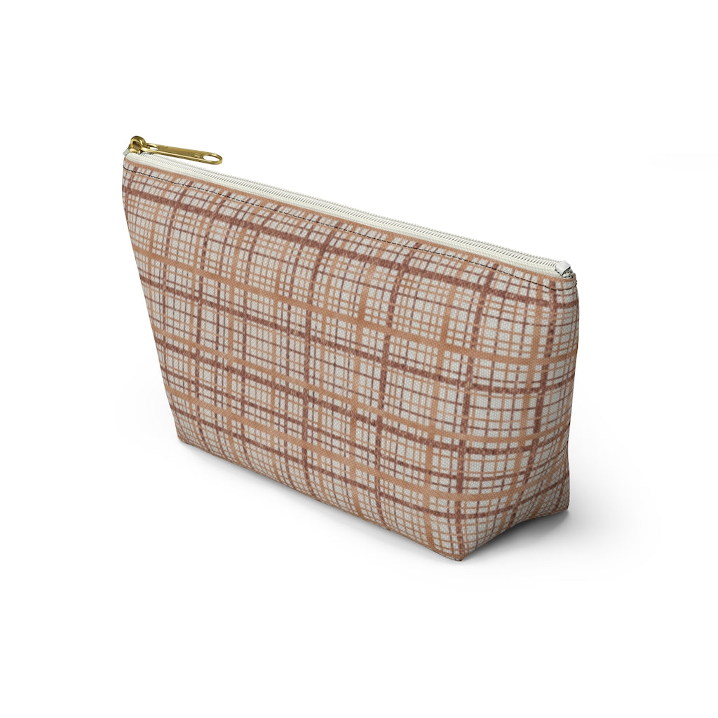 Rogers Tartan Accessory Pouch w T-bottom in Coral
