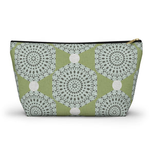 Lace Hexagon Accessory Pouch w T-bottom in Green
