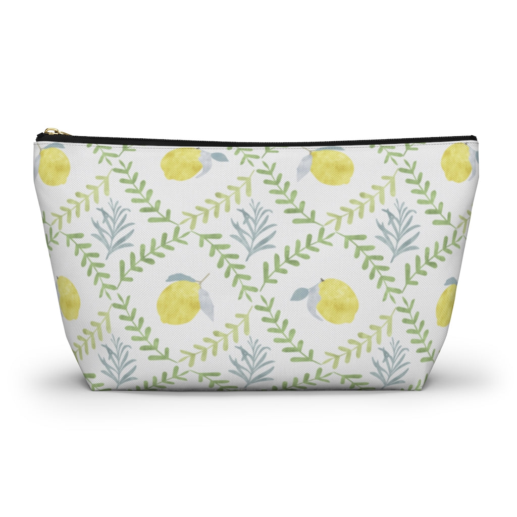 Lemon Tile Accessory Pouch w T-bottom in Green