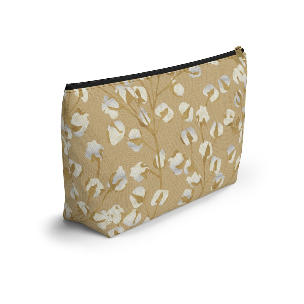 Cotton Branch Accessory Pouch w T-bottom in Gold