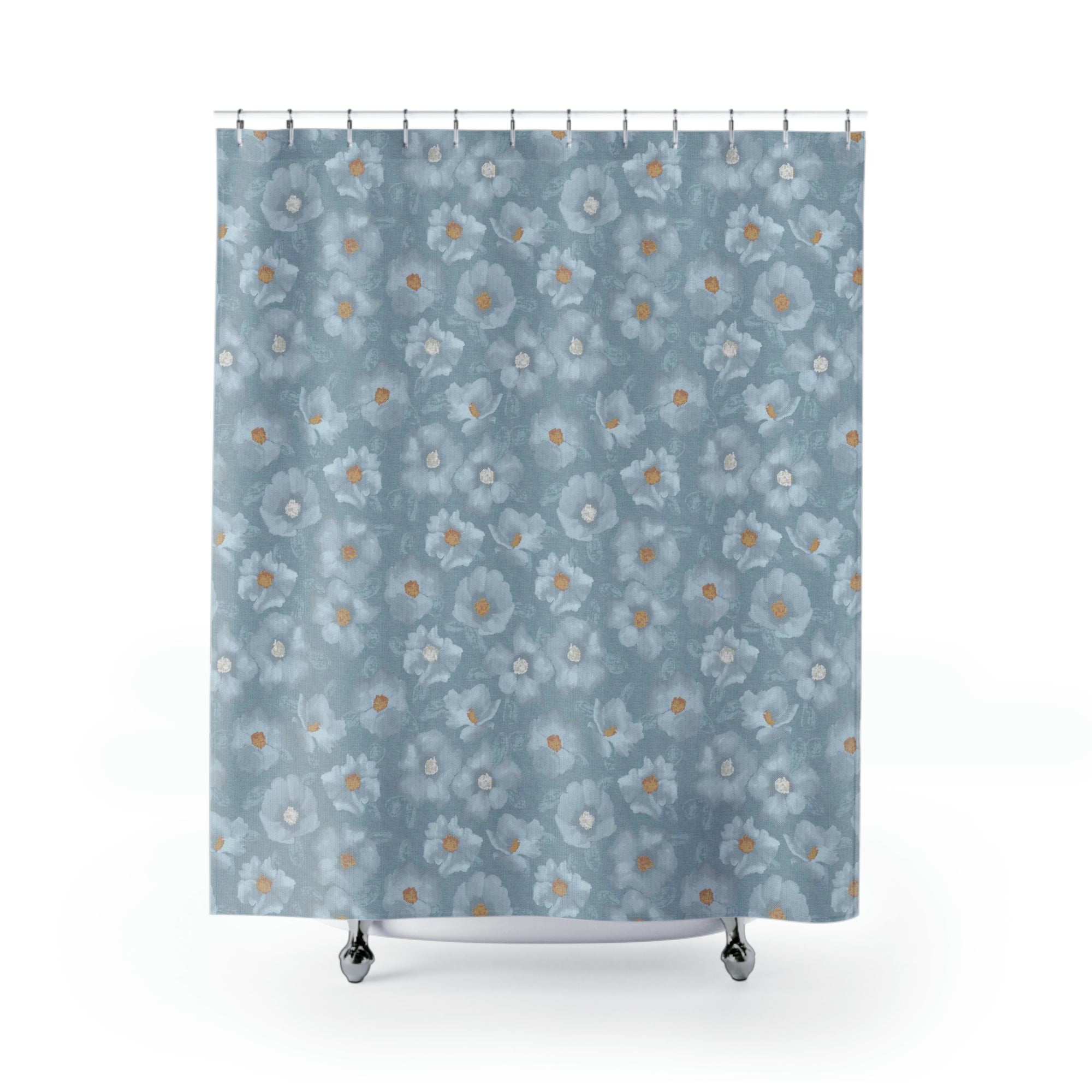 Rose Shower Curtain in Blue