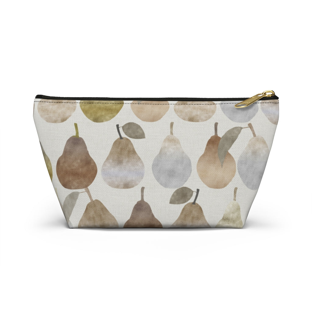 Watercolor Pears Accessory Pouch w T-bottom in Brown