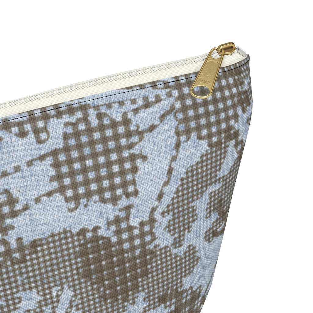 Floral Plaid Accessory Pouch w T-bottom in Aqua