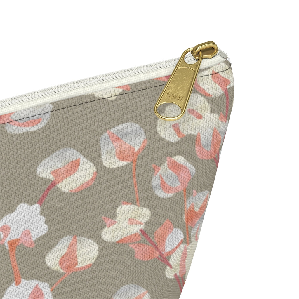 Cotton Branch Accessory Pouch w T-bottom in Pink
