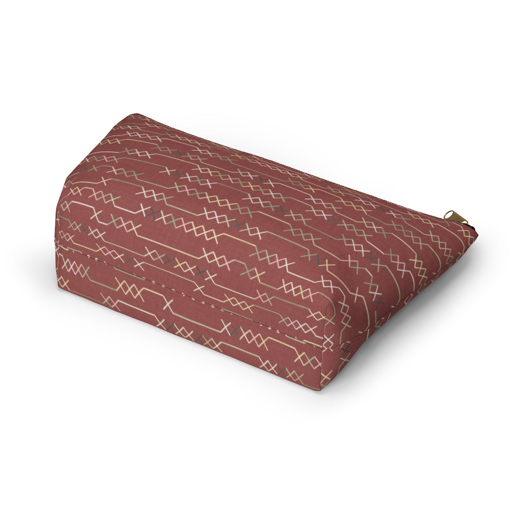 Santa Fe Stitch Accessory Pouch w T-bottom in Red