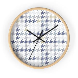 Plaid Houndstooth Wall Clock in Blue