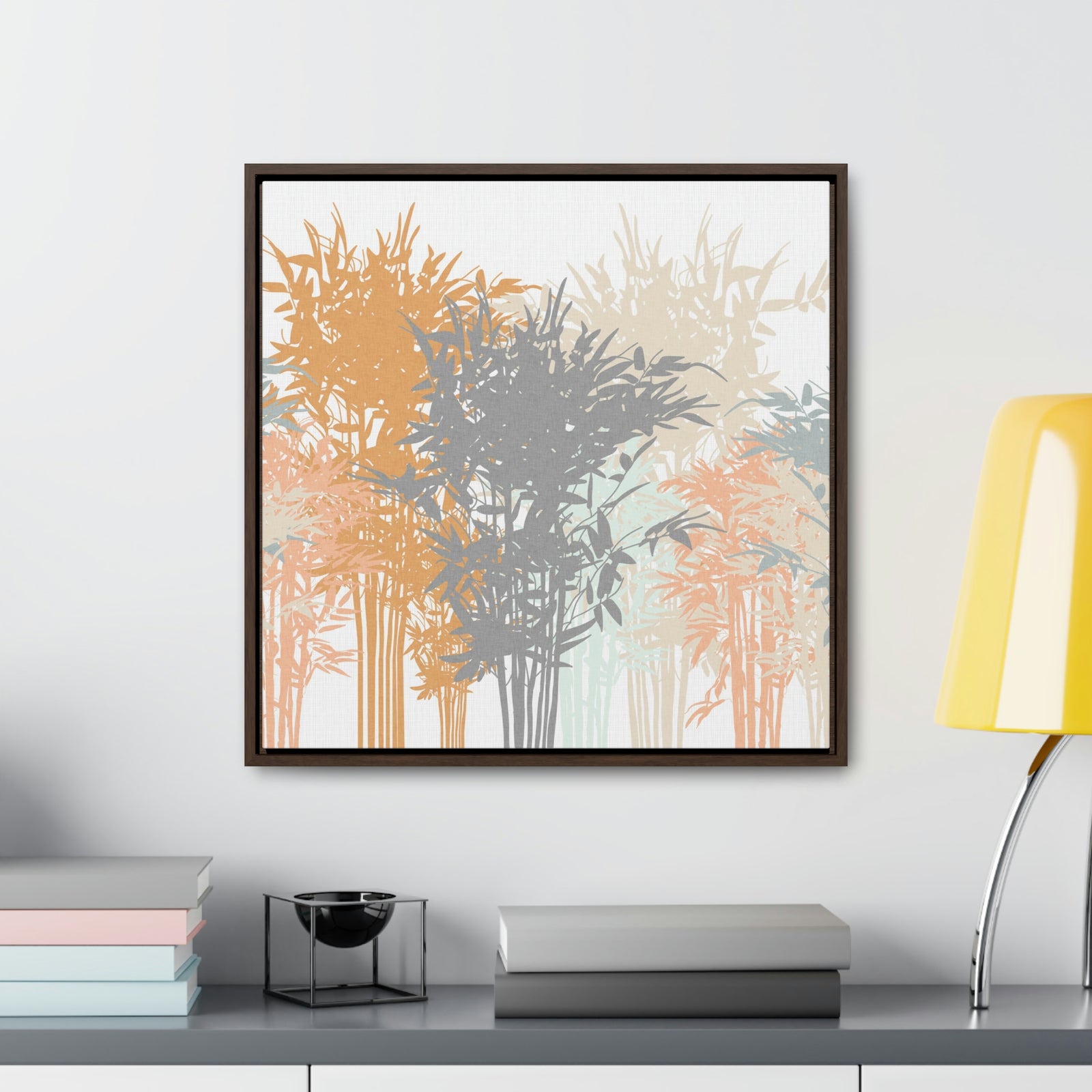 Lucky Bamboo Framed Gallery Wrap Canvas in Orange