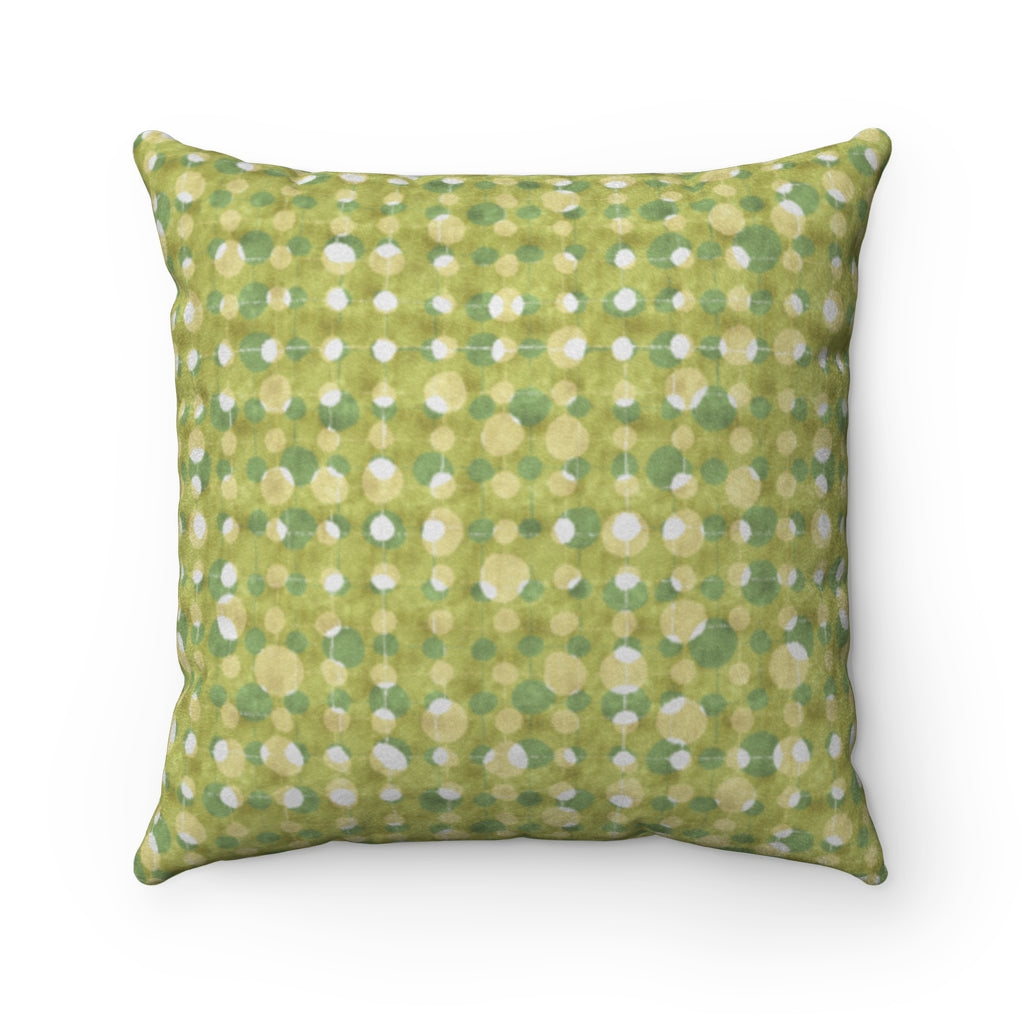 Ikat Texture Overlay Square Throw Pillow in Green