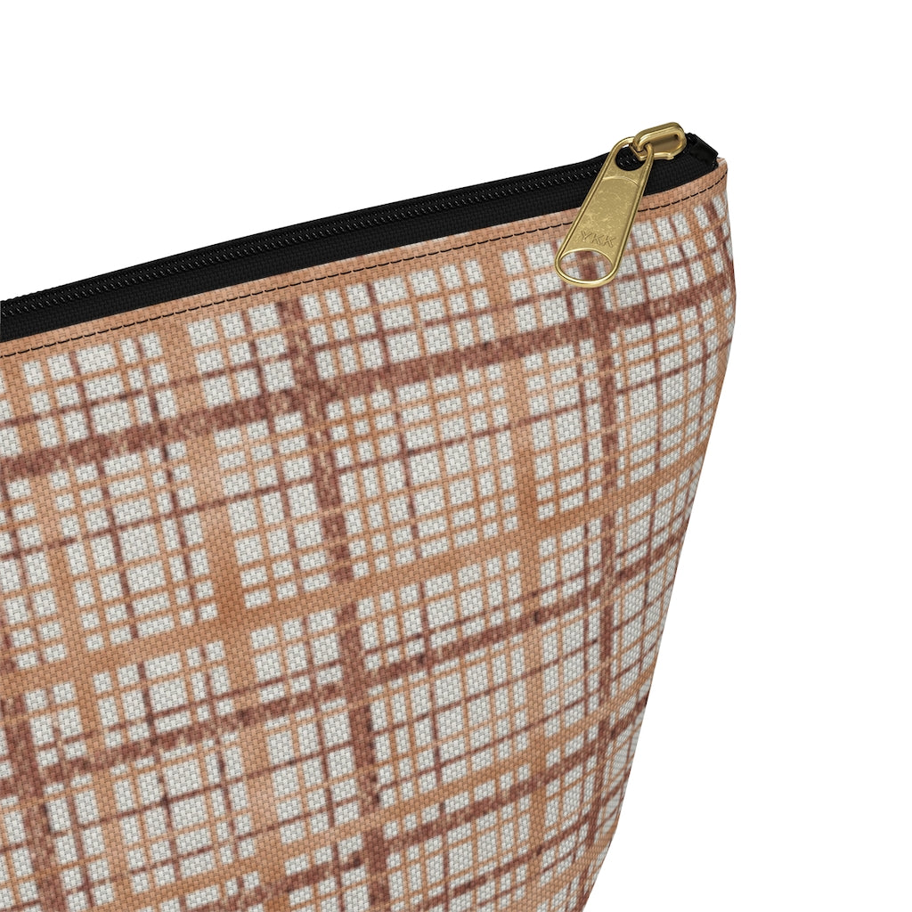 Rogers Tartan Accessory Pouch w T-bottom in Coral