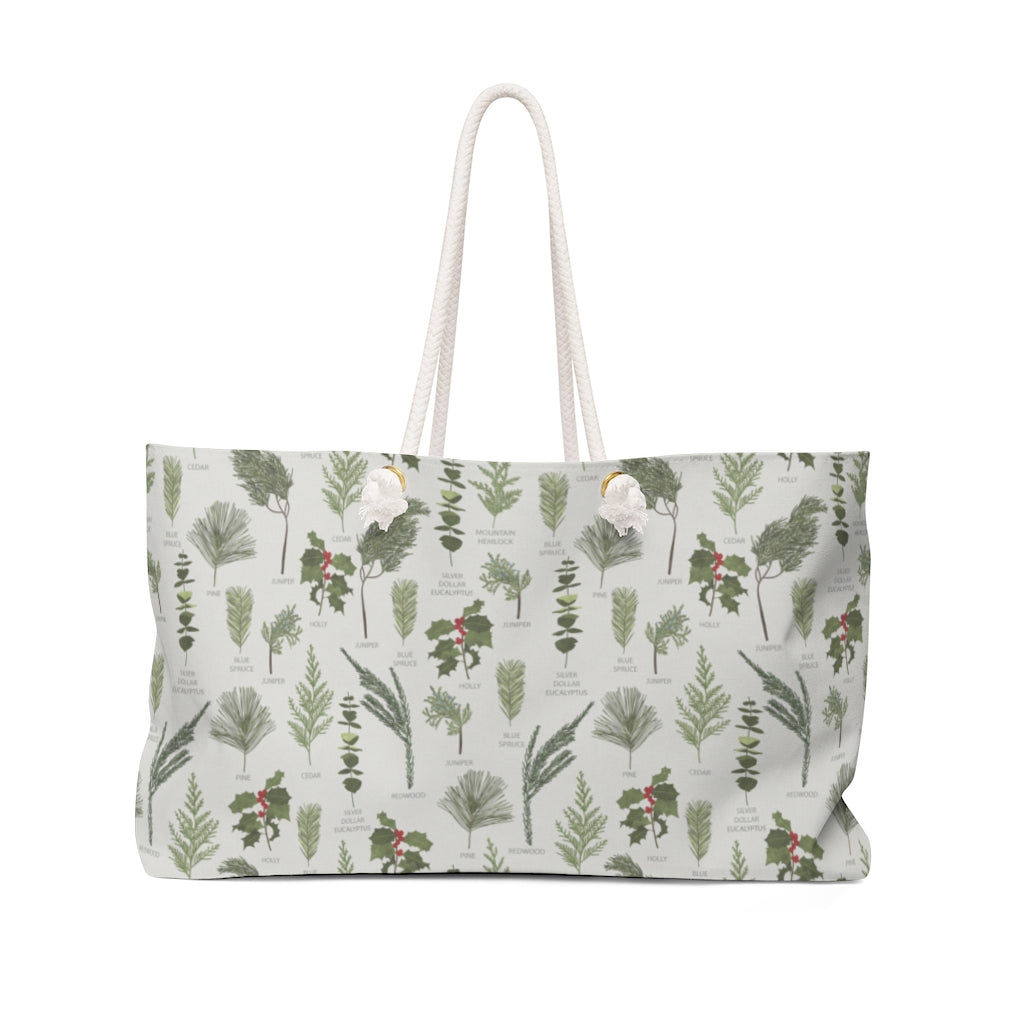 Holiday Greenery Weekender Bag in Gray