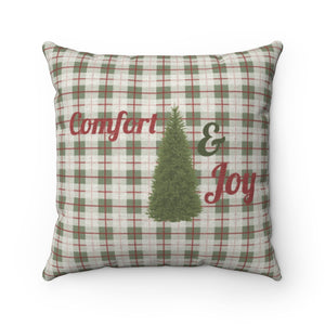 Comfort and Joy Square Throw Pillow in Green