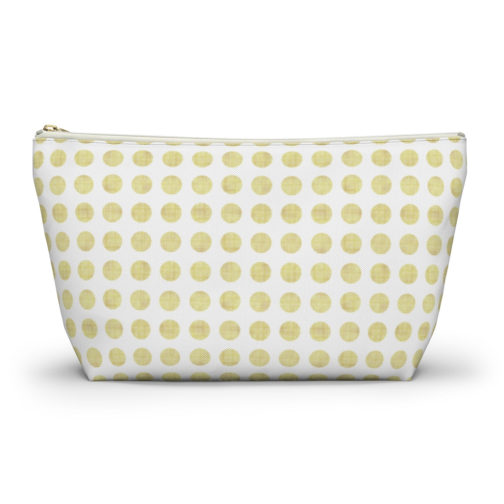 Textured Polka Dots Accessory Pouch w T-bottom in Yellow
