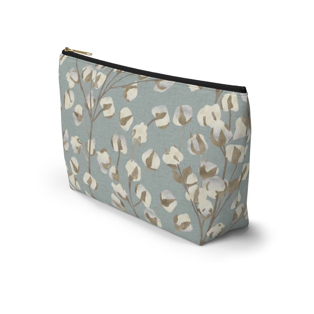 Cotton Branch Accessory Pouch w T-bottom in Aqua