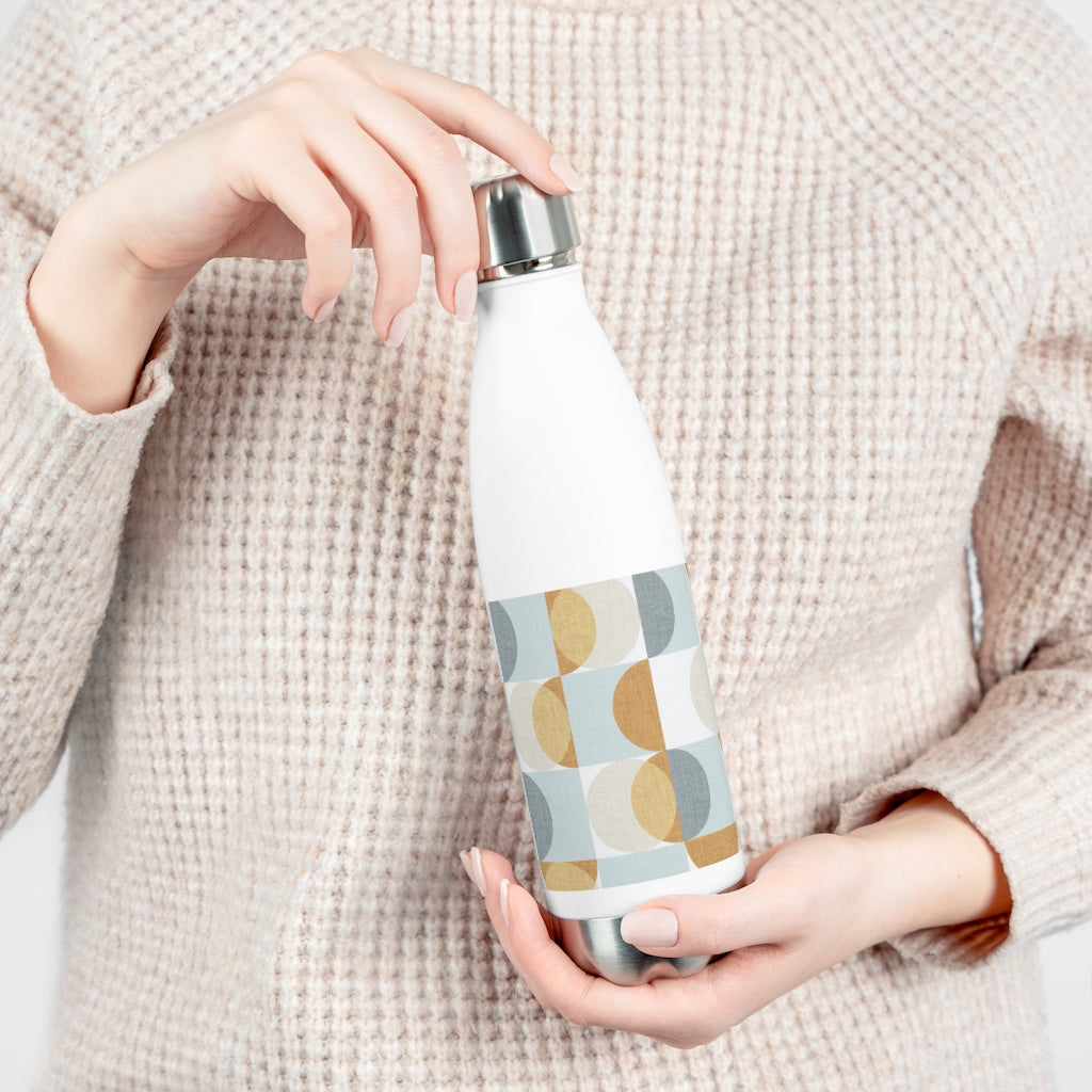Semi Circle in Squares 20oz Insulated Bottle in Aqua