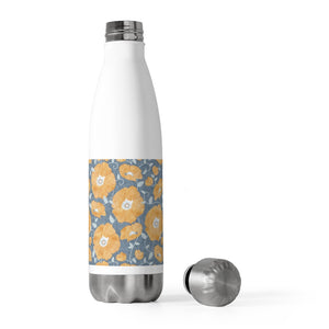 Floral Poppies 20oz Insulated Bottle in Orange