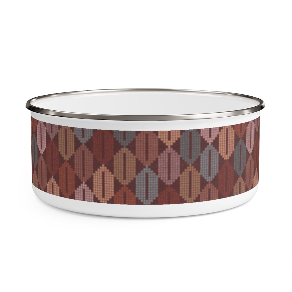 Plaid Diamond Enamel Bowl in Red