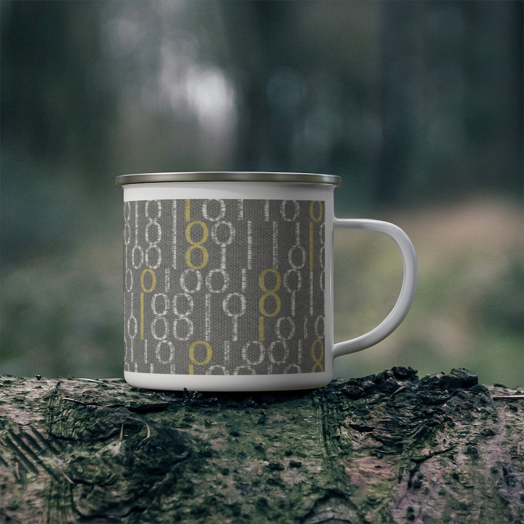 Railroad Code Enamel Mug in Gray