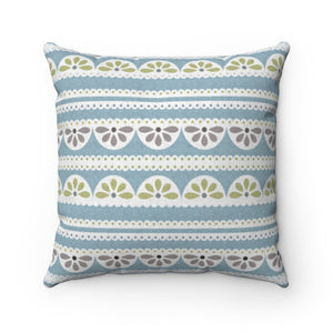 Eyelet Lace Square Throw Pillow in Aqua