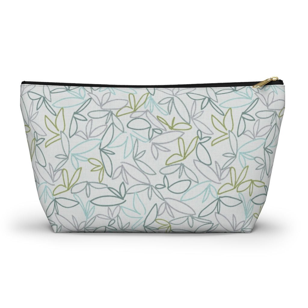 Sketch Leaf Accessory Pouch w T-bottom in Teal