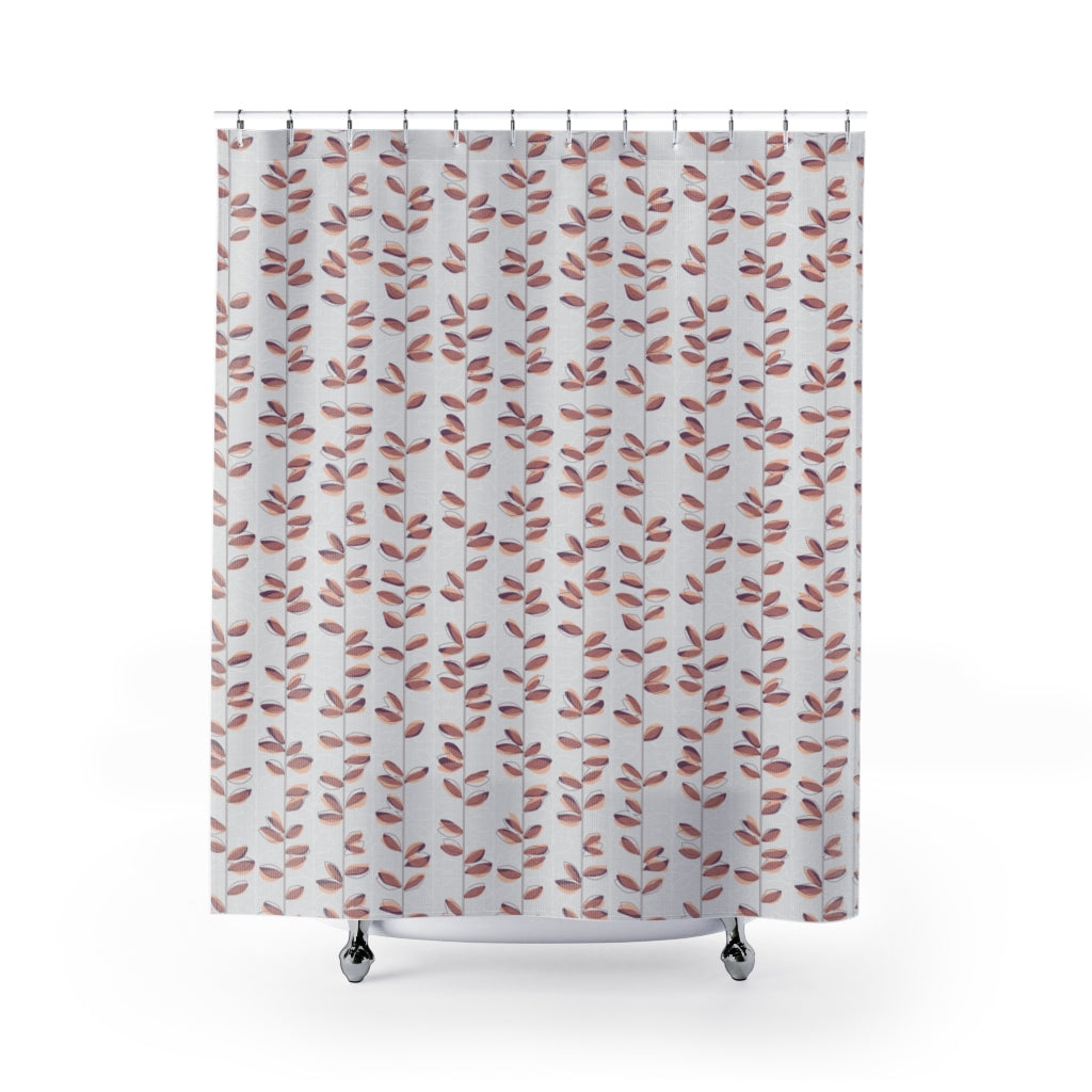 Watercolor Leaf Vines Shower Curtain in Red