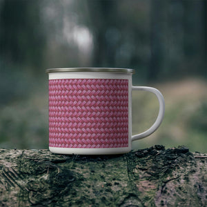 Basket Weave Enamel Mug in Pink